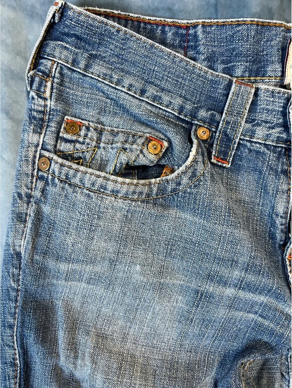 True Religion Jeans Mens Size 32 Light Wash Bobby Straight USA Y2K VTG - 1054-1Q